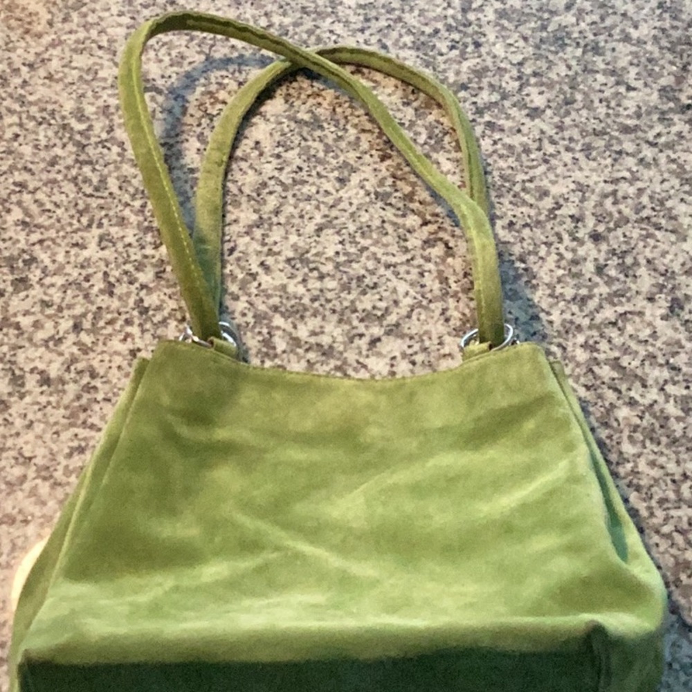 Saks fifth avenue green suede purse